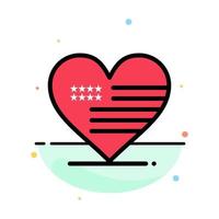 Heart Love American Flag Abstract Flat Color Icon Template vector