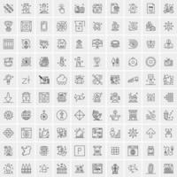 conjunto de 100 iconos de línea de negocios creativos vector