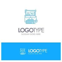 Computer Screen Software Editing Blue outLine Logo with place for tagline vector