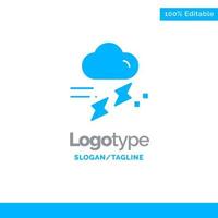 Cloud Rain Rainfall Rainy Thunder Blue Solid Logo Template Place for Tagline vector