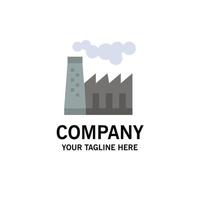 Factory Pollution Production Smoke Business Logo Template Flat Color vector