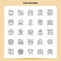 esquema 25 conjunto de iconos de alimentos y bebidas diseño de estilo de línea vectorial conjunto de iconos negros paquete de pictogramas lineales ideas de negocios web y móviles diseño ilustración vectorial vector