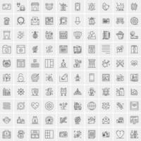 conjunto de 100 iconos de línea de negocios creativos vector