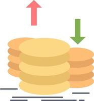 monedas finanzas capital oro ingreso color plano icono vector