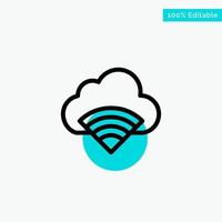 conexión a la nube señal wifi turquesa resaltar círculo punto vector icono