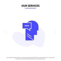 Our Services Mind Dialog Inner Head Solid Glyph Icon Web card Template vector