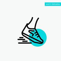 Fast Leg Run Runner Running turquoise highlight circle point Vector icon