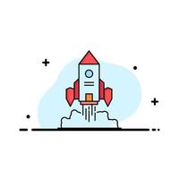 Rocket spaceship startup launch Game Flat Color Icon Vector