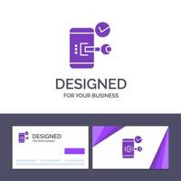 Creative Business Card and Logo template Key Lock Mobile Open Phone Security Vector Illustration