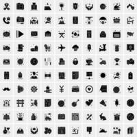 Set of 100 Universal Solid Icons vector