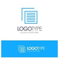 Document File User Interface Blue Outline Logo Place for Tagline vector