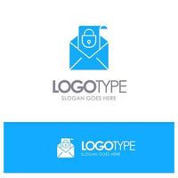 Mail Email Message Security Blue Solid Logo with place for tagline vector