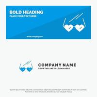 Glasses Love Heart Wedding SOlid Icon Website Banner and Business Logo Template vector