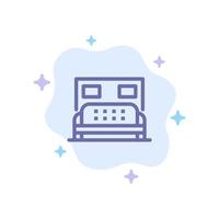 Hotel Bed Bedroom Service Blue Icon on Abstract Cloud Background vector