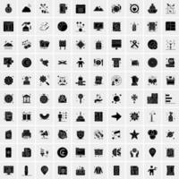 Set of 100 Universal Solid Icons vector