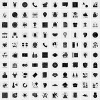 Set of 100 Universal Solid Icons vector