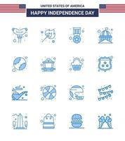 Modern Set of 16 Blues and symbols on USA Independence Day such as baseball white badge usa house Editable USA Day Vector Design Elements