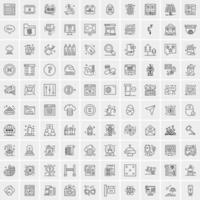 conjunto de 100 iconos de línea de negocios creativos vector