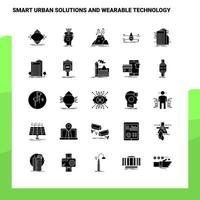 25 soluciones urbanas inteligentes y conjunto de iconos de tecnología portátil plantilla de ilustración de vector de icono de glifo sólido para ideas web y móviles para empresa comercial