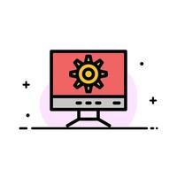 Computer Setting Design  Business Flat Line Filled Icon Vector Banner Template