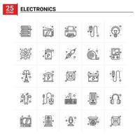 25 conjunto de iconos de electrónica de fondo vectorial vector