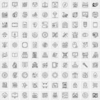 conjunto de 100 iconos de línea de negocios creativos vector