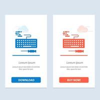 Key Keyboard Hardware Repair  Blue and Red Download and Buy Now web Widget Card Template vector