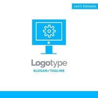 servicio de soporte en línea asistencia técnica soporte técnico mantenimiento web plantilla de logotipo sólido azul lugar para el eslogan vector