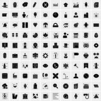 Set of 100 Universal Solid Icons vector