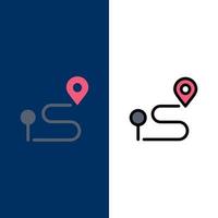 Location Map Navigation Pin  Icons Flat and Line Filled Icon Set Vector Blue Background