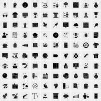 Set of 100 Universal Solid Icons vector