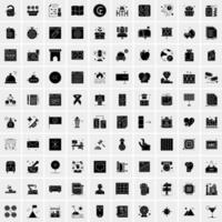Set of 100 Universal Solid Icons vector