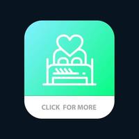 Bed Love Lover Couple Valentine Night Room Mobile App Button Android and IOS Line Version vector