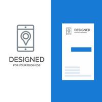 Mobile Cell Map Location Grey Logo Design and Business Card Template vector