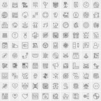 conjunto de 100 iconos de línea de negocios creativos vector