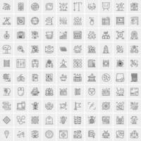 conjunto de 100 iconos de línea de negocios creativos vector