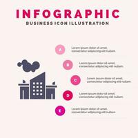 Factory Industry Landscape Pollution Solid Icon Infographics 5 Steps Presentation Background vector