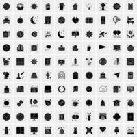 Set of 100 Universal Solid Icons vector