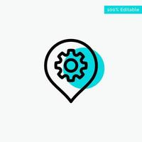 Gear Setting Location Map turquoise highlight circle point Vector icon