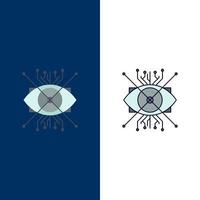 Ar augmentation cyber eye lens Flat Color Icon Vector