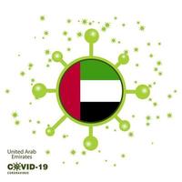 UAE Coronavius Flag Awareness Background Stay home Stay Healthy Take care of your own health Pray for Country vector