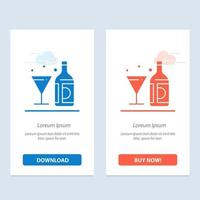 Drink Wine American Bottle Glass  Blue and Red Download and Buy Now web Widget Card Template vector