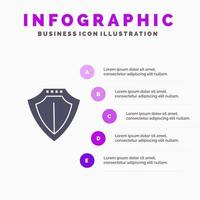 Shield Protection Locked Protect Solid Icon Infographics 5 Steps Presentation Background vector