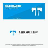 Axe Chop Lumberjack Tool SOlid Icon Website Banner and Business Logo Template vector