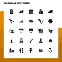 25 Building and Construction Icon set Solid Glyph Icon Vector Illustration Template For Web and Mobile Ideas for business company