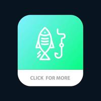 Fishing Fish Hook Hunting Mobile App Button Android and IOS Line Version vector