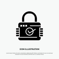 Lock Padlock Security Secure solid Glyph Icon vector