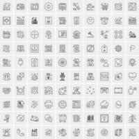 paquete de 100 iconos de líneas universales para móviles y web vector