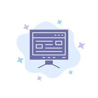 Computer Online Study Education Blue Icon on Abstract Cloud Background vector