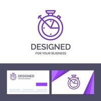 tarjeta de visita creativa y plantilla de logotipo medir tiempo reloj ciencia de datos ilustración vectorial vector